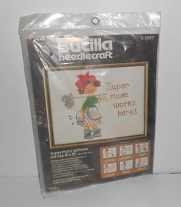 Bucilla Needlecraft Kit #3527 'SUPER MOM' SAMPLER - Picture 1 of 3