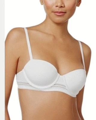 Nuevo sujetador, DKNY, algodón encaje ribete clásico balconette blanco precio de venta sugerido por el fabricante DK4007 - $44,00 32B Foto 1 de 4