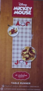 Christmas Disney Mickey Mouse Head Joy Applique Table Runner 13x36 in NWT - Picture 1 of 2