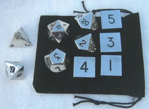 Erweitertes 10er Set silberfarbene polyedrische Metallwürfel 16 mm d6, RPG / dnd Würfel - Bild 1 von 2