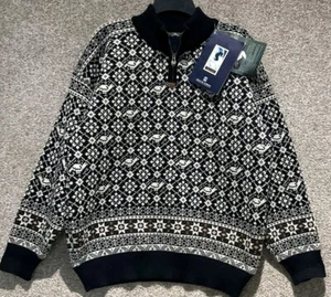 Dale of Norway Mens Arne Brimi Grouse Wool Knit 1/4 Zip Sweater Size Medium NWT - Picture 1 of 17