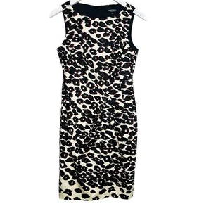 Nanette Lepore leopard animal print sheath dress midi sz 2 - Picture 1 of 7