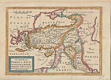 Original 1736 Map "Turkey in Asia" Armenia Syria Iraq by Herman Moll Antique 