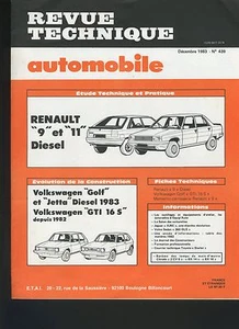 (33B) REVUE TECHNIQUE AUTO RENAULT 9 et 11 D / VW GOLF JETTA D / GOLF GTI 16 S - Picture 1 of 2