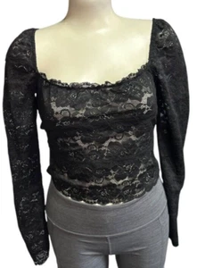 GUESS Women's Blouse Top Shirt Kristy Off-The-Shoulder Lace Black Size M - Picture 1 of 13