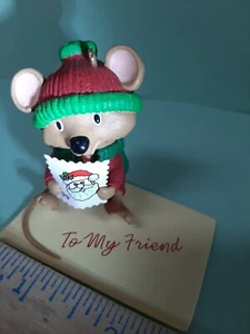 HALLMARK KEEPSAKE Friendship ORNAMENT HANDLED W CARE MOUSE To My Friend 1999 - Picture 1 of 9