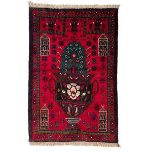 131 x 83cm Vintage Handmade Afghan Carpet Old Herati Baluchi Oriental Wool Rug - Picture 1 of 24