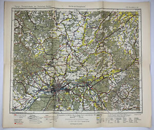 Frankfurt German Empire Original Antique Lithograph Map 1900 Royal Prussian