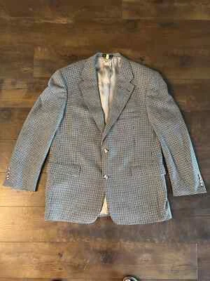 Abrigo deportivo de lana de cordero Roundtree & Yorke beige y negro pata de gallo 43R para hombre Foto 1 de 4