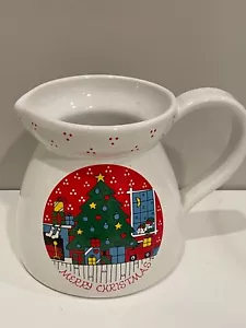 Vintage Lillian Vernon Frohe Weihnachten Krug 5,5" Höhe x 6" Breite Baum Krug - Bild 1 von 4