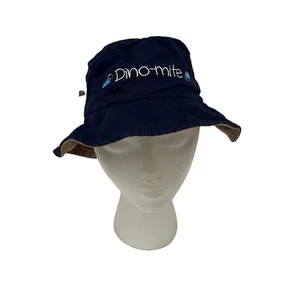 Flapjack Kids Reversible Blue Dino Tan Dino Toddler Boy's Sun Bucket Hat 2T-4T - Picture 1 of 12