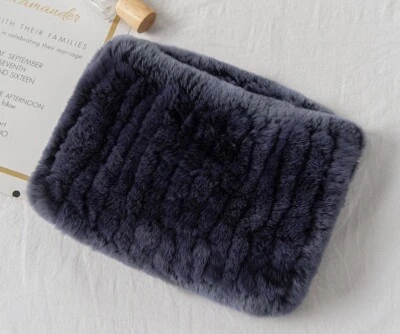 Hombres Real Rex Bufanda de Piel de Conejo Invierno Cálido Pañuelos Alto Elástico Doble Lado Foto 1 de 4