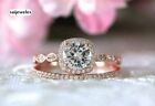 Lab-Created 2.5CT Round Cut Halo Diamond 14K Rose Gold Over Engagement Ring Set