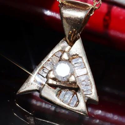 Colgante oro amarillo 10k 0,14ct diamante encanto vintage hecho a mano 1,4gr N2998L Foto 1 de 4