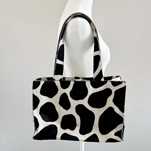 Y2K Cow Print Calf Hair Leather Shoulder Tote Bag Vintage DKNY - Picture 1 of 11