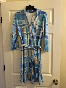 NUEVO CON ETIQUETAS J. McLaughlin Brynn Pincel de Pintura Vestido a Cuadros Tela Catalina Grande $238 - Imagen 1 de 4