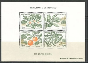 MONACO 1991 ORANGE TREE LIFE CYCLE, Scott 1775 SOUVENIR SHEET, MNH - Picture 1 of 1