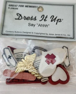 Dress it Up New Pack of Buttons Say Ahhh! Nurse Doctor Medical #1281 NIP - Picture 1 of 3