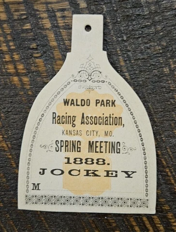 1888 Waldo Park Racing Association (Kansas City, MO) Jockey Badge, Super Rare! Cover