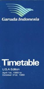 Garuda Indonesian Airways US timetable 4/1/89 [2011] Buy 4+ save 25% - Picture 1 of 1