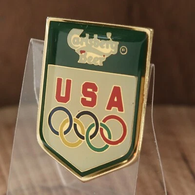 Carlsberg Beer 1988 Olympics VTG Lapel Pin Calgary Seoul USA Team Sponsor New - Image 1 of 4