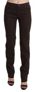 Ermanno Scervino Women Brown Pants Cotton Solid Skinny Casual Trousers Size W 32 - Picture 1 of 4