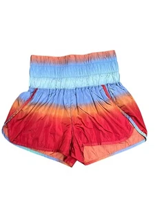 Free People Movement The Way Home Shorts Red Blue Ombre Smocked Brief Size XS - Picture 1 of 17