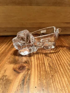 Vintage Art Glass Puppy Dog 8" Planter Heavy Beautiful Clear Glass - Picture 1 of 7