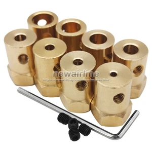 2-8mm Brass Hex Coupling Motor Shaft Connector Coupler For Robot Smart Car Model - Picture 1 of 8
