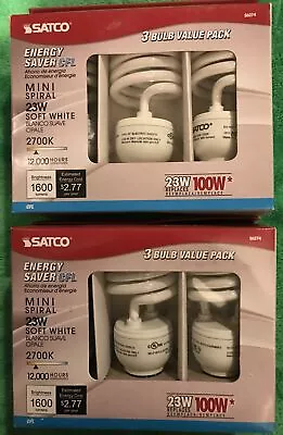 2-packs  S6274 - 23 /100 Watt Mini Spiral Compact Fluorescent - 2700K (6 Bulbs) - Image 1 of 4