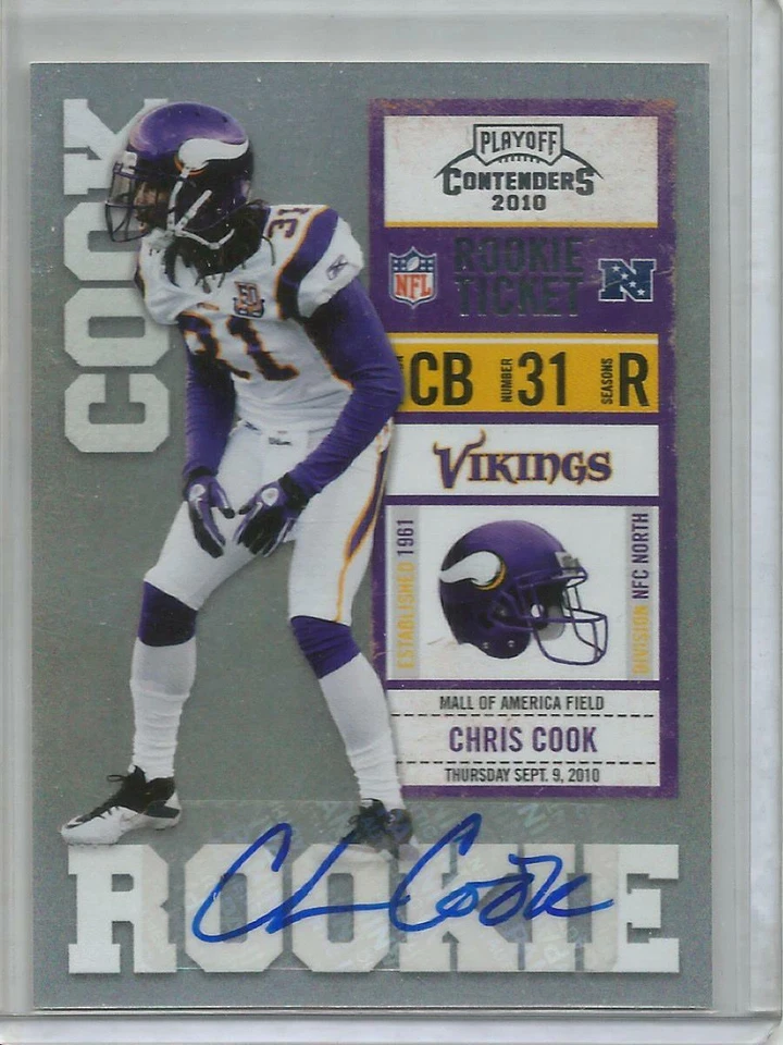 Chris Cook 2010 Playoff Contenders Rookie Ticket Autograph - Image 1 of 1