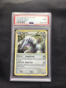 Pokemon Cards: HGSS Triumphant Rare Holo: Aggron 1/102 PSA 9 - Picture 1 of 6