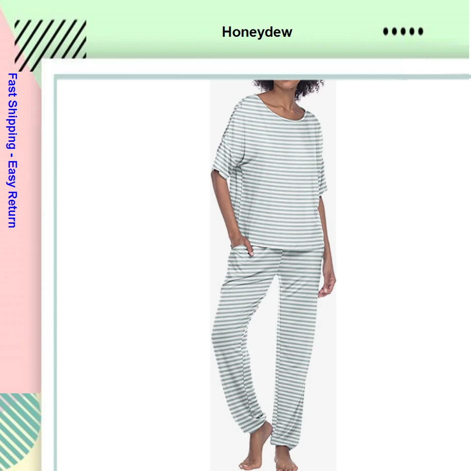 Honeydew Women's Striped Pattern 2 Piece Pajama Set (Chilled XSmall).