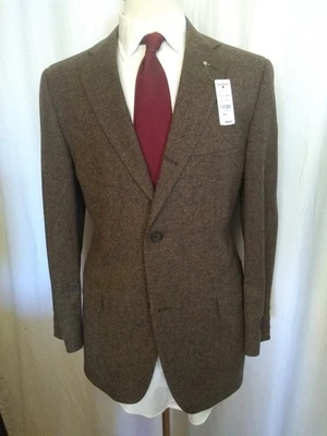 NWT Brooks Brothers 1818 Madison Brown Tweed Wool 3 Roll 2 Suit 40S Retail $998 - Image 1 of 4