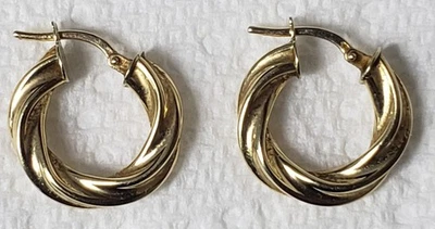 PENDIENTES ARO TRENZADOS ORO ITALIA 14K VINTAGE 20MM EXCELENTES Foto 1 de 4
