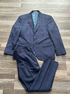 INDOCHINO blau karierter 2-teiliger Wollanzug Herren Gr. 42 S Hose 38x30 - Bild 1 von 23