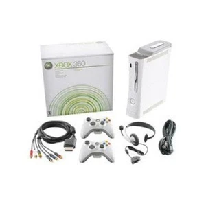 White Microsoft Xbox 360 Console Comes With 2 Controllers And Headset 9Z - Picture 1 of 3