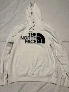 The North Face Hoodie Mens LARGE White Cotton Pullover Front Pocket || pre-owned - Picture 1 of 11