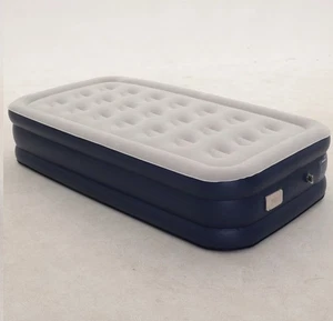 Blue Twin Size Air Mattress with Built in Pump 16" Tall for Home Camping - Picture 1 of 6