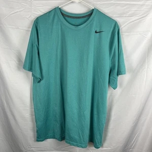 Nike Dri Fit Mens XL Turquoise Solid Logo Short Sleeve Athletic Shirt - Picture 1 of 5