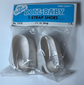 Vintage The Original Doll Baby T-Strap Schuhe #7376 Fibre-Craft 1984 NEU - Bild 1 von 2