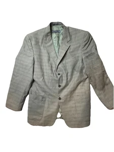 Vintage Structure Blazer Jacket Mens Wool Blend Mens L 40 Green Blue hopsack - Picture 1 of 10