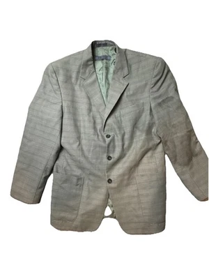 Vintage Structure Blazer Jacket Mens Wool Blend Mens L 40 Green Blue hopsack - Image 1 of 4