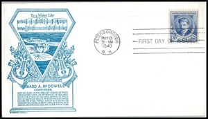1940 Edward MacDowell composer Sc 882 FDC with C. Stephen Anderson cachet (50 - Picture 1 of 1