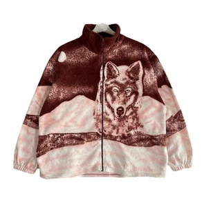 Vintage Amalina Wolf Fleecejacke Damen Größe XL braun rosa durchgehender Reißverschluss Outdoor - Bild 1 von 11