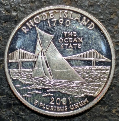 2001-S 25c 90% Silver Rhode Island PROOF State Quarter Uncirculated Proof Coin - Image 1 of 4