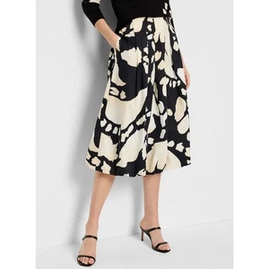 NIC + ZOE Evening Petal Bubble Midi Skirt Large Black White Floral Print NWT - Picture 1 of 14