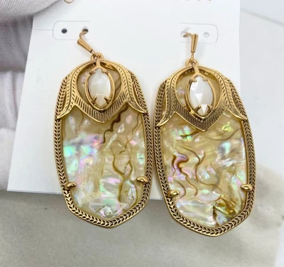 Pendientes colgantes vintage Kendra Scott Darby oro desnudo abulón Danielle  Foto 1 de 4