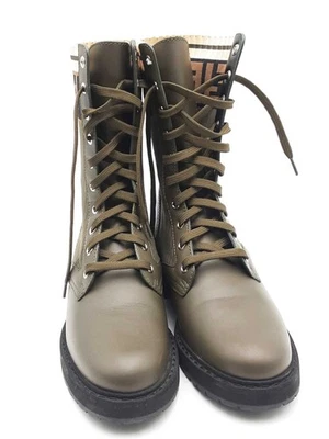 Botas de Combate Fendi Rockoko Cuero Verde y Tejido Talla 37 Eb0925oxzsa Foto 1 de 4