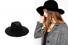 Women's Asos Fedora Black Wool Hat